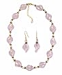 Necklace - Earrings Set - N495 - Murano & Glass Beads + Matching Earrings ~ Pink Twists
