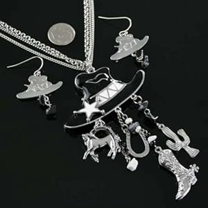 Accessory House QNE1142 Western Pendant Necklace & Earrings Set