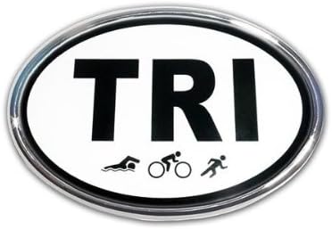 Triathlon "TRI" Premier Metal Auto Emblem - White Oval Shape