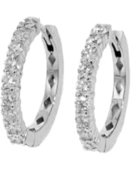 1.50 CT TW Diamond Hoop Earrings in 14k White Gold