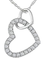 10k White Gold Diamond Heart Pendant (4.91 Cttw, G-H Color, I2-I3 Clarity), 17"