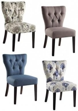 Modern Tufted Back Armless Accent Chair Living Room Includes Scented Candle Tart (white/blue)