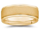 8 mm Brushed Center Comfort-Fit Men's Wedding Band in 18k Yellow Gold