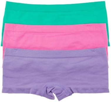 3 Pack Seamless Polyamide Elastane Soft Feel Boyshort Hipster Panties (X-Large, Pnk/Kelly/Lav)