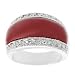 Tressa Red Enamel Face with White Cubic Zirconia Ring Rhodium Plated Brass Lead Free