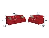 Bobkona Seattle Microfiber Sofa and Loveseat 2-Piece Set in Red Color