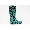JuJu Womens Green Leopard Print Wellington Boots