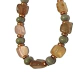 Fluorite Necklace 01 Choker Beaded Crystal Healing Nugget Stone Gray Wood Copper Gemstone Chunky 16