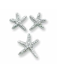 Sterling Silver Cz Starfish Earrings And Pendant Set