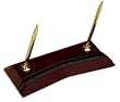 Two-Tone Leather Double Pen Stand (Gold)