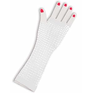 80's White Long Fishnet Adult Gloves