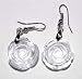 Clear Quartz Carved Rose Flower New Dangle 20mm Earrings