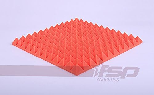 12x12x2 (12 Pack) Orange Acoustic Pyramid Sound Proofing/Treating Studio Foam Tiles