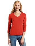 Sofie Women's Long Sleeve 100% Cashmere V-Neck Sweater, Furnace, Large