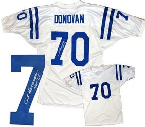 Art Donovan Autographed/Hand Signed Baltimore Colts White Prostyle Jersey HOF 65