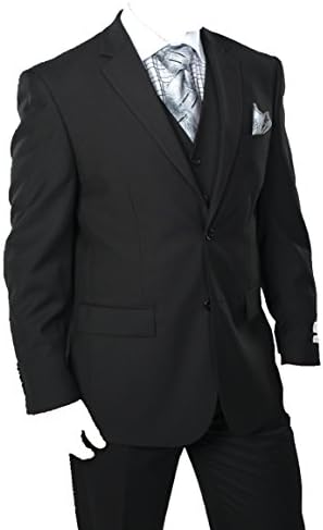 Men's Three Piece Classic Fit Suit (Black) (60R)