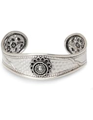 Sterling silver cuff bracelet, Floral Trio