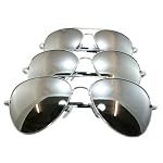 G&G Chrome Metal Silver Mirrored Aviator Sunglasses 3 Pair Special Spring Hinges