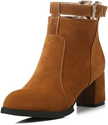 ifang Buckle Ankel-Hieght Thick Heel Large CN Size 34-43 Solid Color MARTING BOOTS