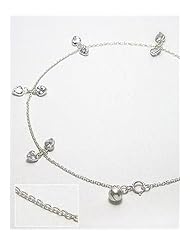 White Heart CZ Anklet In 92.5 Sterling Silver