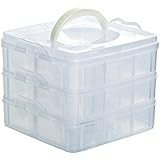Housweety Transparent Storage Box Sewing Thread Bobbins Holder Needlecraft Organizer with 18 Compartments