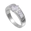 Sterling Silver Ring - Clear CZ - 8 mm x 4 mm, Sizes 6-9