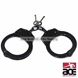 Double Locking Steel Hand Cuffs Police Handcuffs - Black