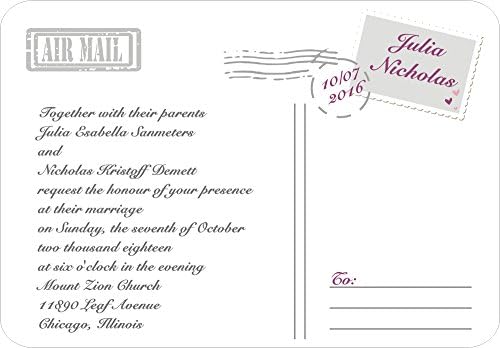 Wedding Invitations Postcards 50 pcs set Save The Date Enalia Mare with Envelope