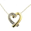 10K Yellow Gold Diamond Accent Fancy Heart Pendant Necklace