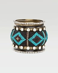Seed Bead & Crystal Tribal Bangle Set