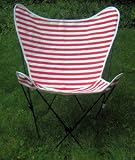 Cabana Stripe Butterfly Chair Replacement Covers - Red with White Stripes