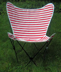 Cabana Stripe Butterfly Chair Replacement Covers - Red with White Stripes