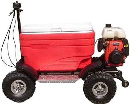 CRAZY COOLERS Motorized Cooler (RED) - 49CC 4-Stroke Engine + Solid Frame + 4 Terrain Wheels + Wicked Wheelie Bar. PARTY STUFF