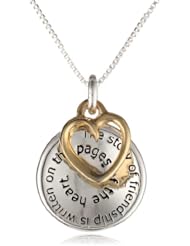 Sterling Silver "The Story of Friendship" Disc and Heart Pendant Necklace, 18"