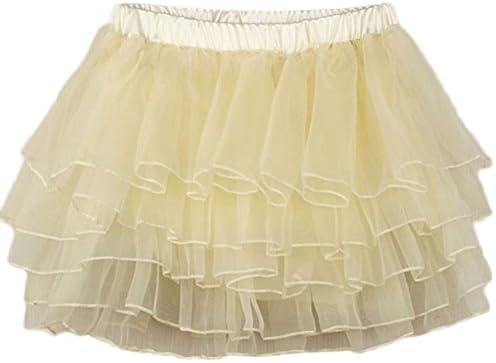 Cutesan Women's Organza Solid Color Tiered Skirt (Free Size, Light Yellow)