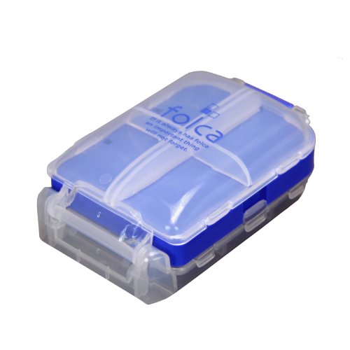 Folca Compact Pill Case, Blue - 8 Compartments