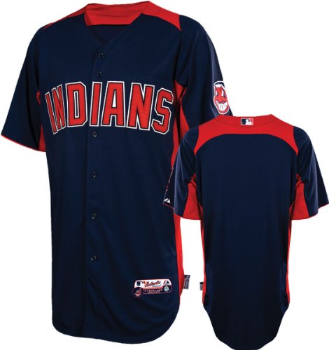 Cleveland Indians Jersey: Authentic Navy On-Field Batting Practice Jersey with Indian Head Patch