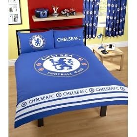 chelsea F.C 'Double Band' Football Theme Duvet Bed Set - Double