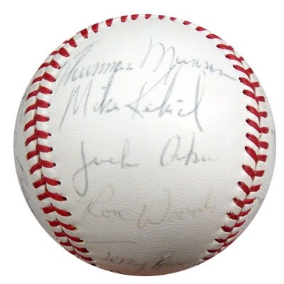 1971 New York Yankees Team Signed (24 Signatures) Autographed/Hand Signed AL Baseball Thurman Munson