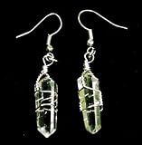 Double Terminated Wire Wrapped Quartz Crystal Point Earrings