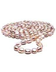 Savannah Pearls Brilliant Luster Naturally Pink Baroque Cultured Pearl Infinity Rope Necklace (65 Inches)
