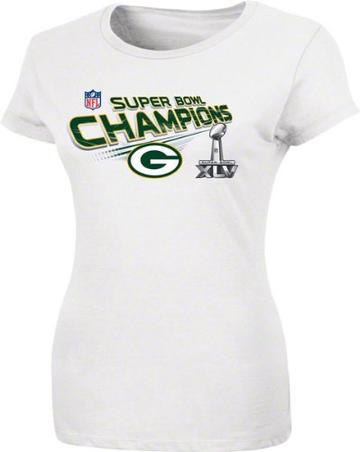 NFL Green Bay Packers Super Bowl XLV Champions Trophy Short Sleeve Crew Neck Tee (White, M)