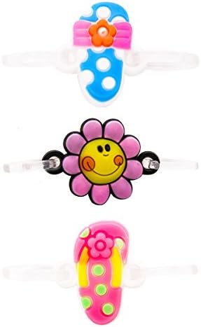 Fun Weevz Connectable Trio Double Loop Charms - Daisy, Blue and Pink Sandal Charm
