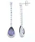 Platinum Plated Sterling Silver Pear Cubic Zirconia Earrings