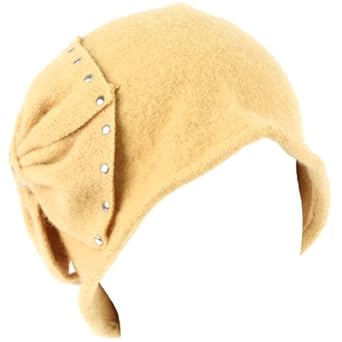 Wool Winter Cloche Crushable Foldable Bucket Big Large Ribbon Bow Church Hat Camel