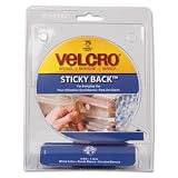 Sticky-Back Hook and Loop Dot Fasteners with Dispenser, 5/8 Inch, White, 75/Roll