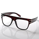 Brighton' - Flat Top Clear Lens Wayfarer Glasses