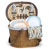 Picnic Time Catalina Driftwood Oval Shaped Willow & Bamboo Basket For 2 (Driftwood)
