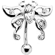Top Mount Clear Gem Tribal Butterfly Belly Ring
