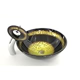 Buy 1 2 Thickness Bathroom Handpaint (Yellow & Black Tone) Round Style Glass... by Best Sink